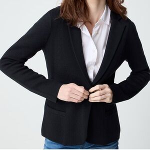 J. Crew Schoolboy sweater blazer black knit cardigan M medium EUC F4493